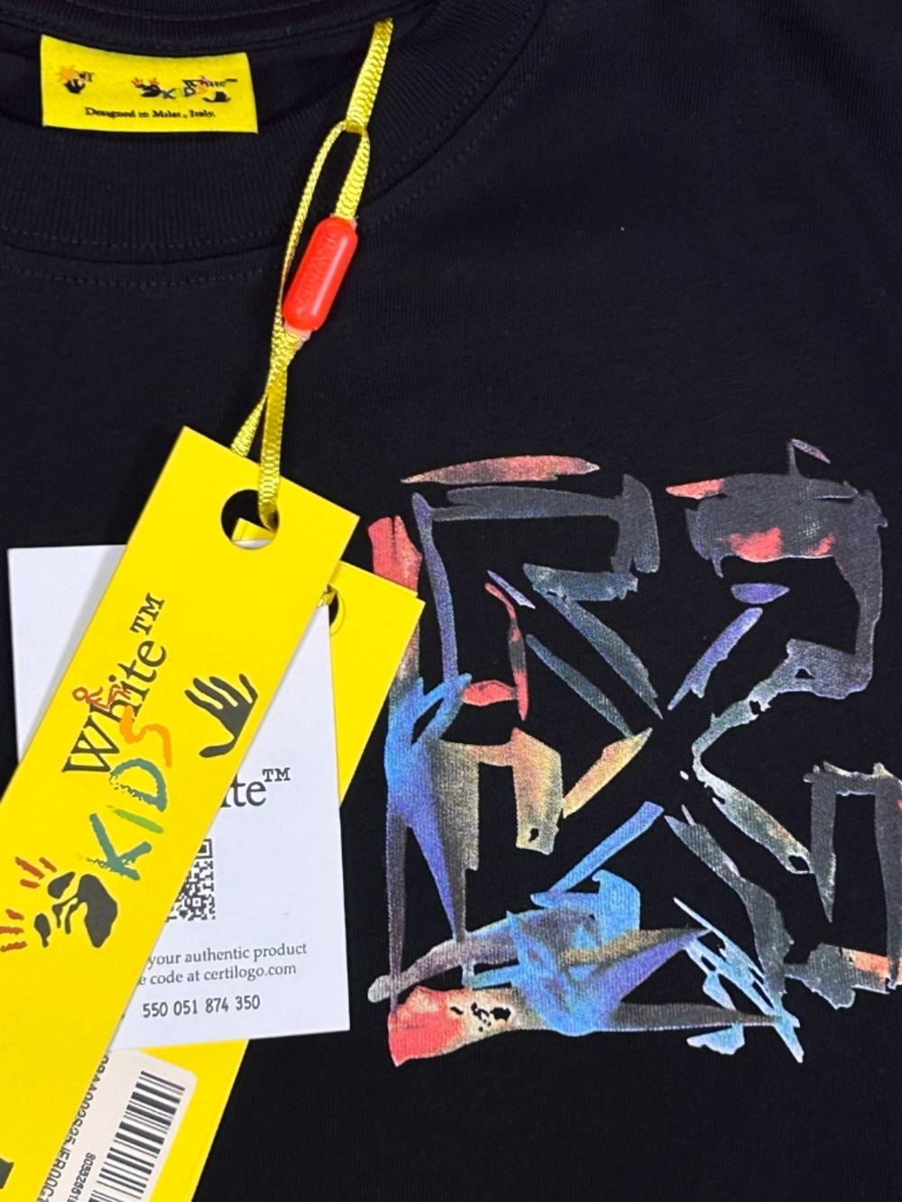 AUTHENTIC KIDS OFF-WHITE SIZE 10 BLACK COTTON T-SHIRT NWT UNISEX EXCELLENT - Picture 11 of 11